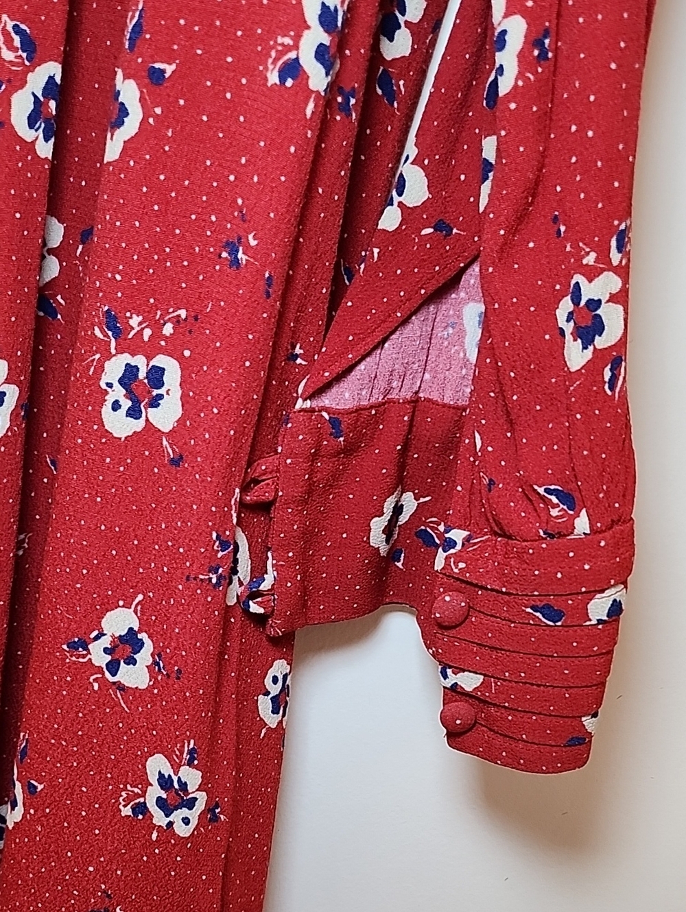 Sézane Joe dress in red floral print long sleeves button-front design Size 38/6 - Picture 9 of 16